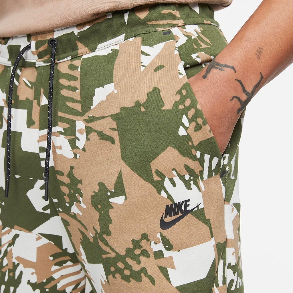 Nike Sportswear Tech Fleece All Over Print Jogger Pants 'Light Bone Rough Green' DM6472-072