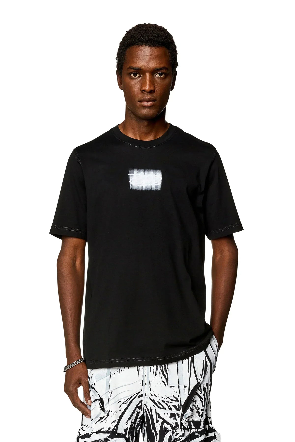 Diesel Logo-flocked T-shirt in organic cotton