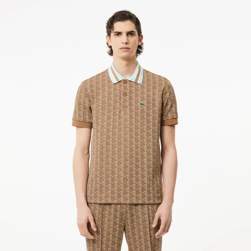 Lacoste Contrast Collar Monogram Polo Shirt