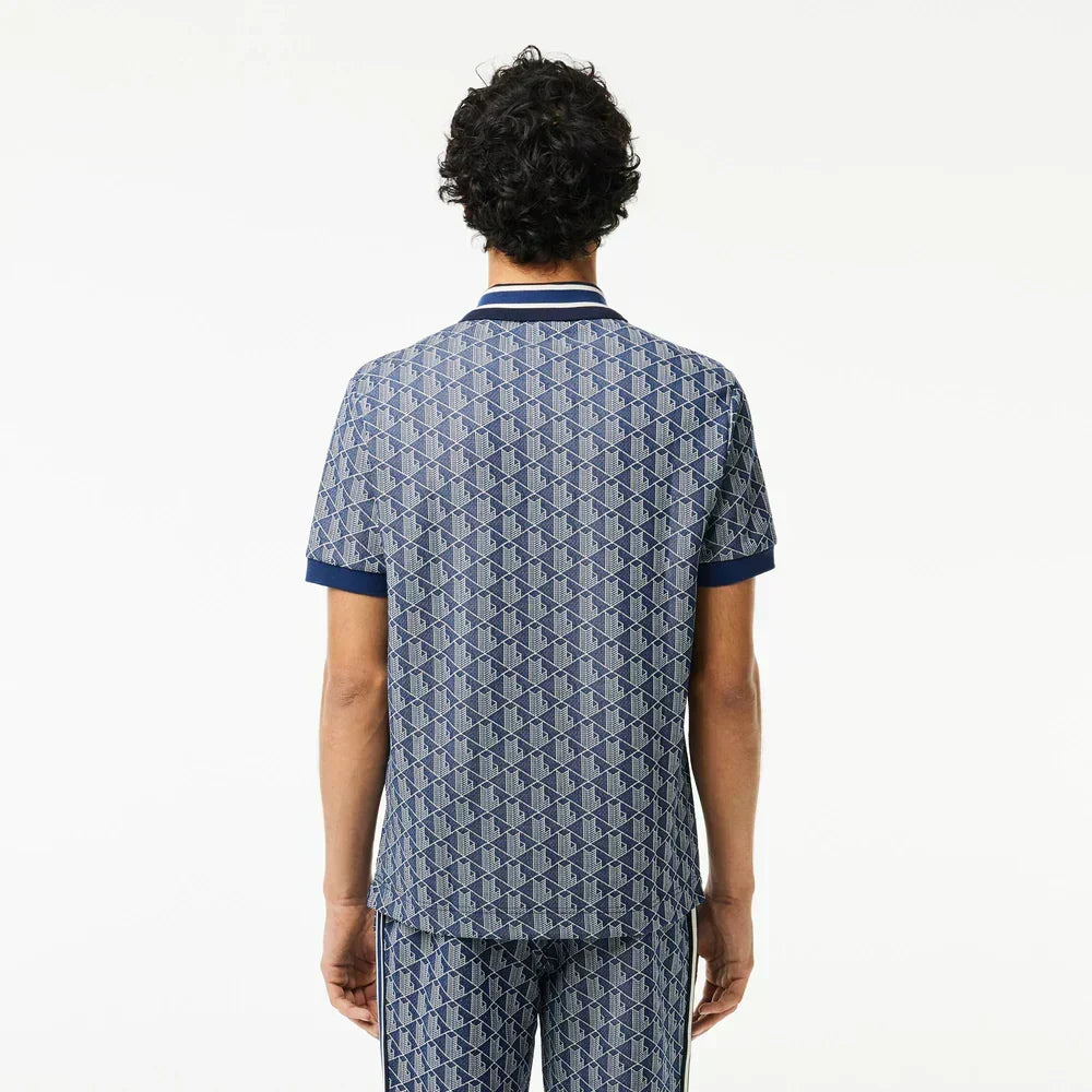 Lacoste Contrast Collar Monogram Polo Shirt
