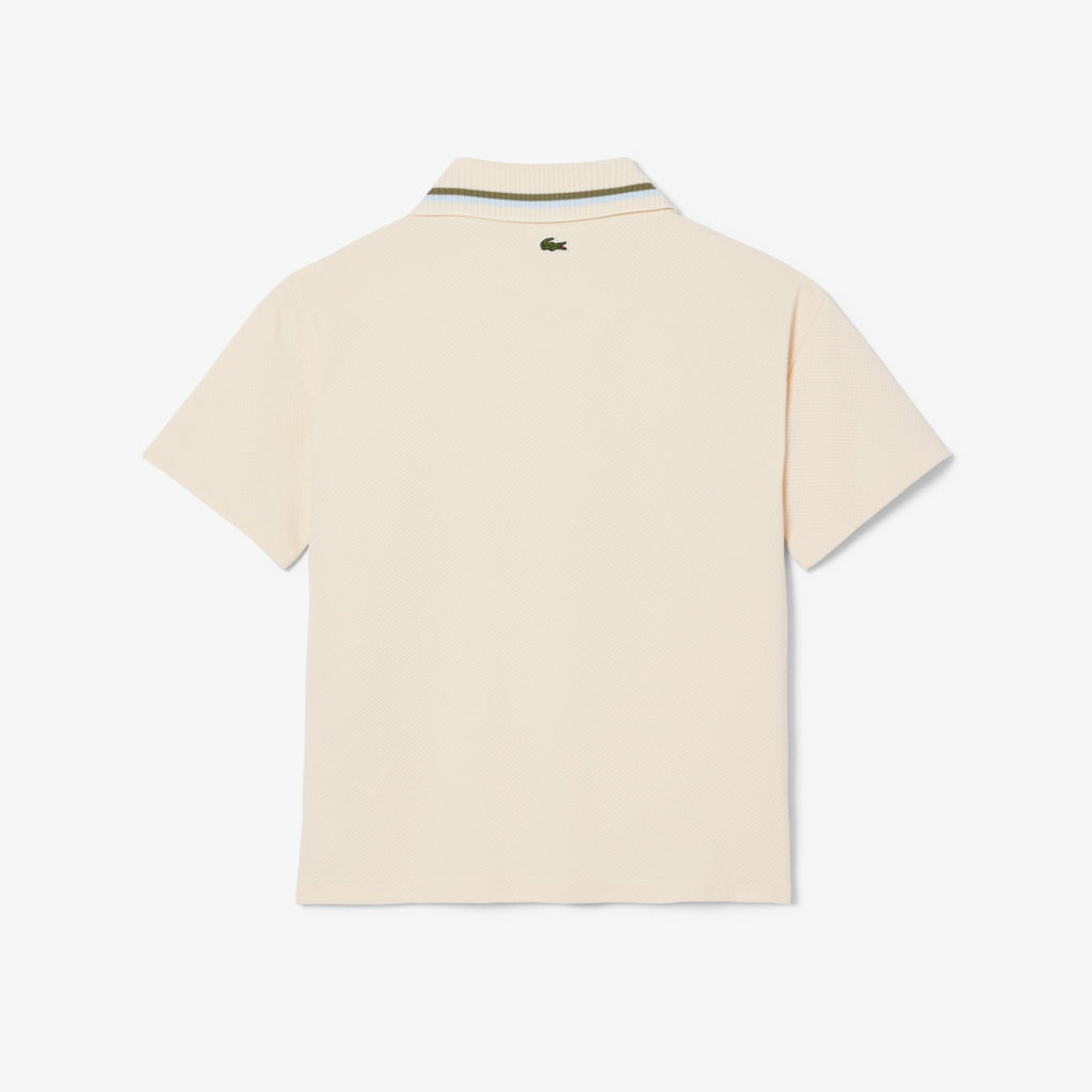 Printed Mesh Double Collar Polo Shirt
