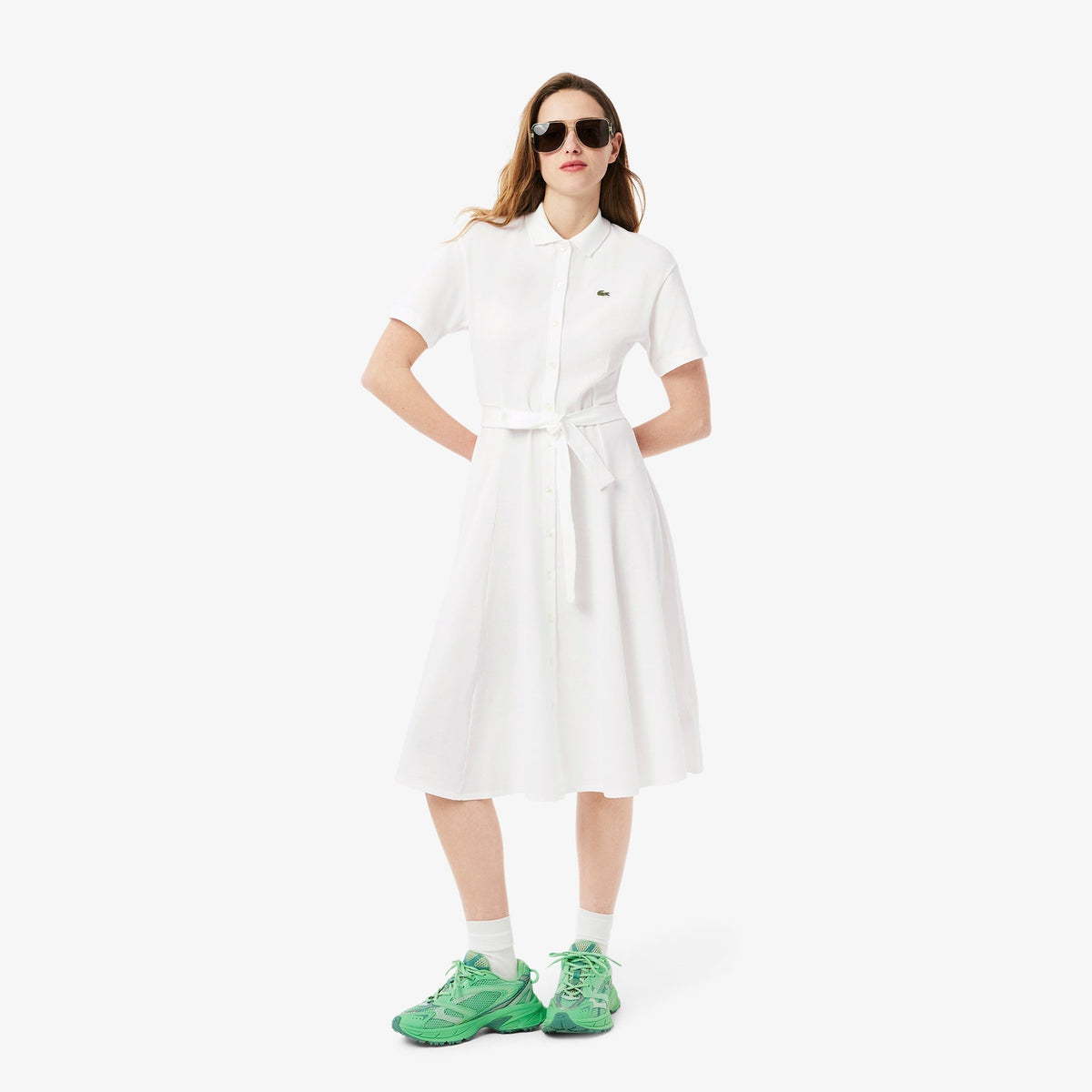 Flared Mini-Piqué Polo Dress