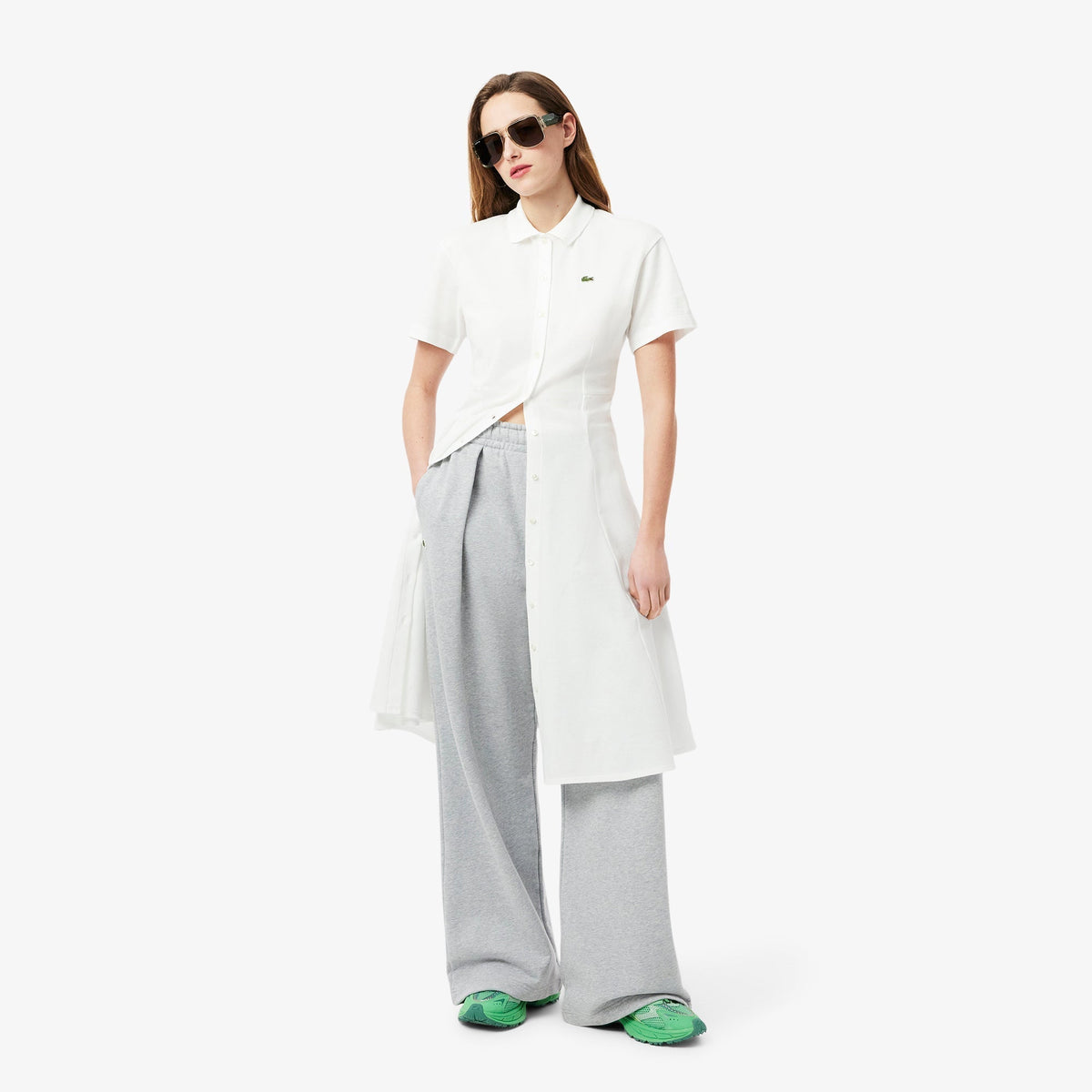Flared Mini-Piqué Polo Dress