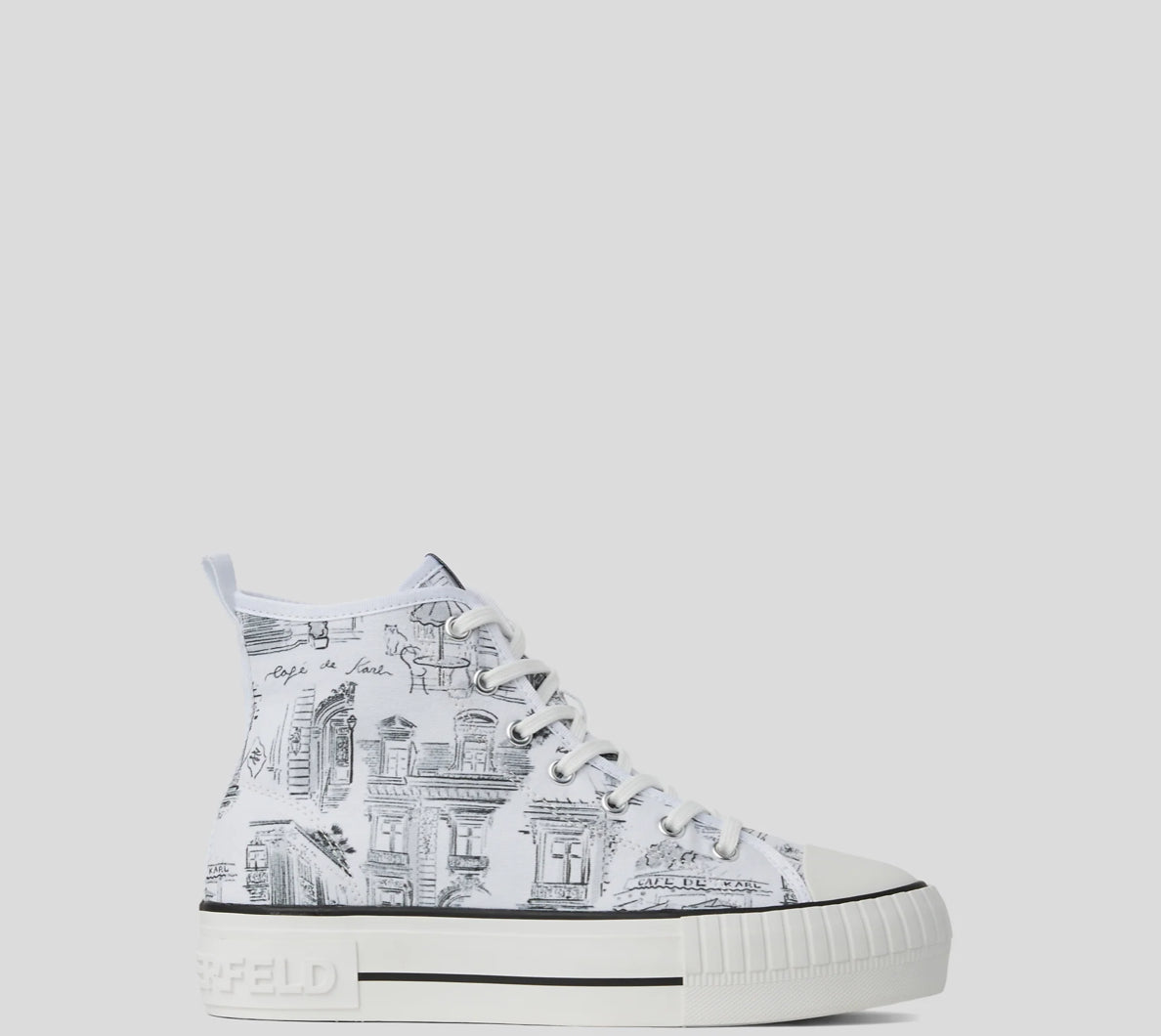 Karl Lagerfeld Ikon Kampus High-Top Sneakers (Sketch Print White)