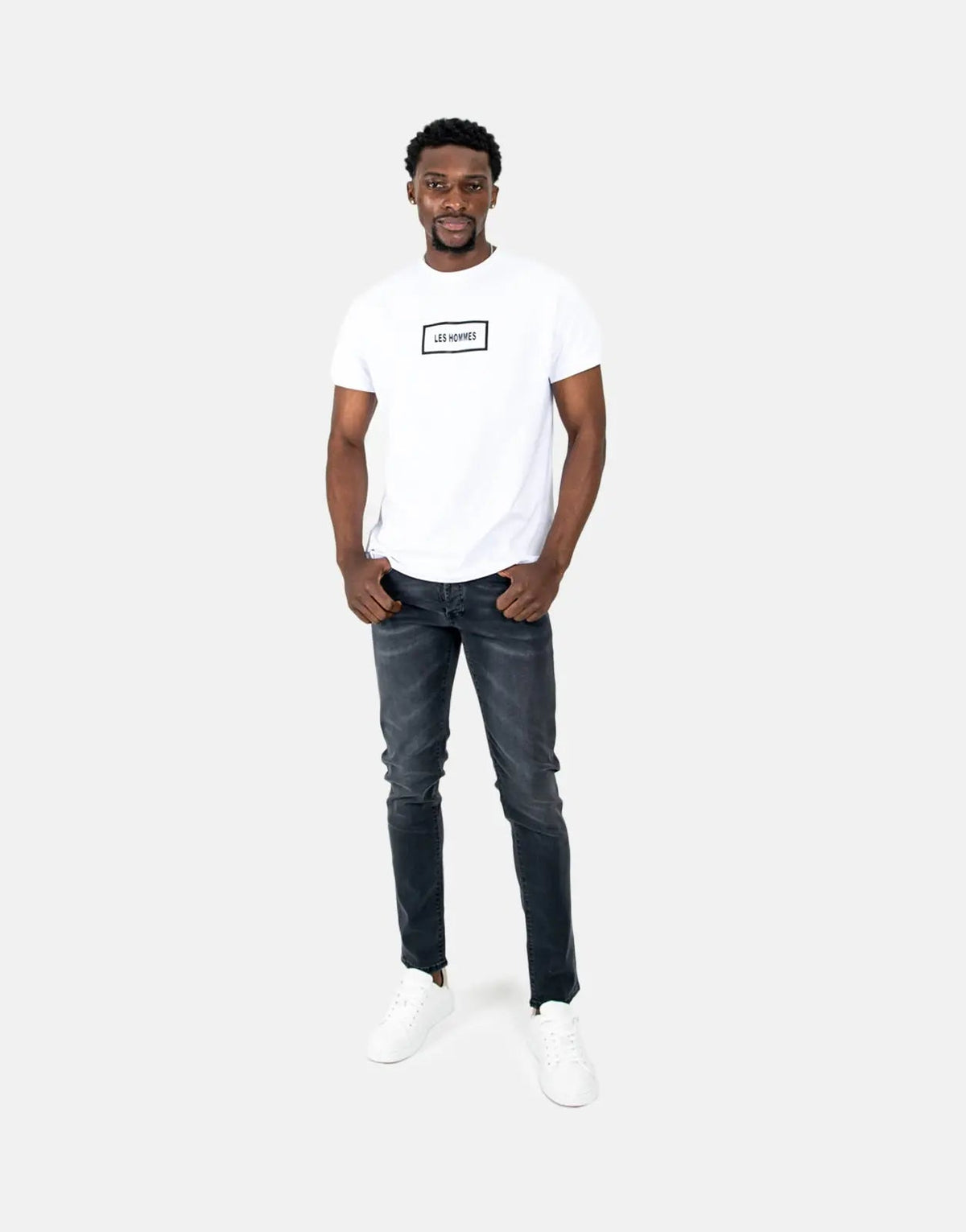 Les Hommes Black Printed Jeans
