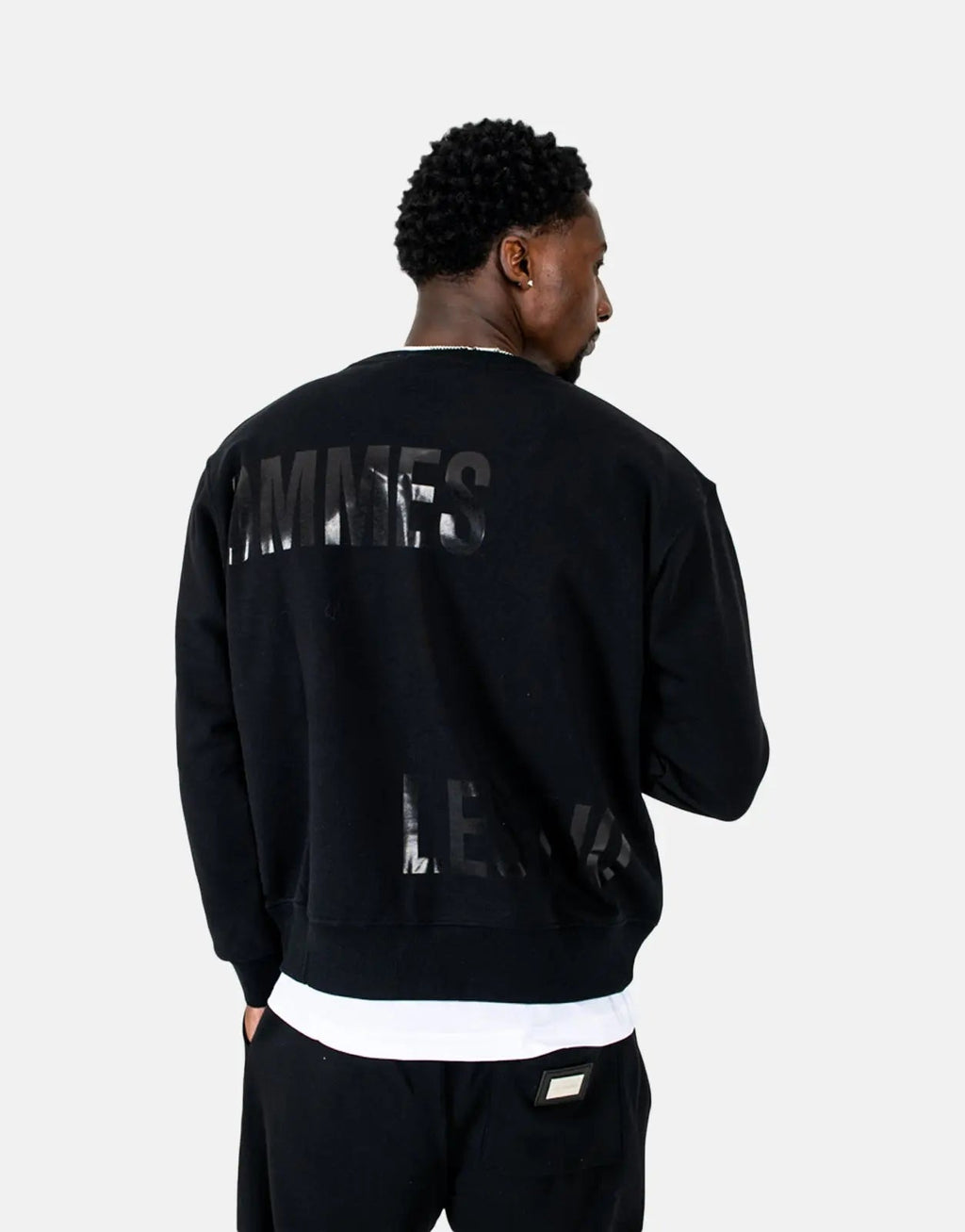 Les Hommes Multi Font Black Sweatshirt