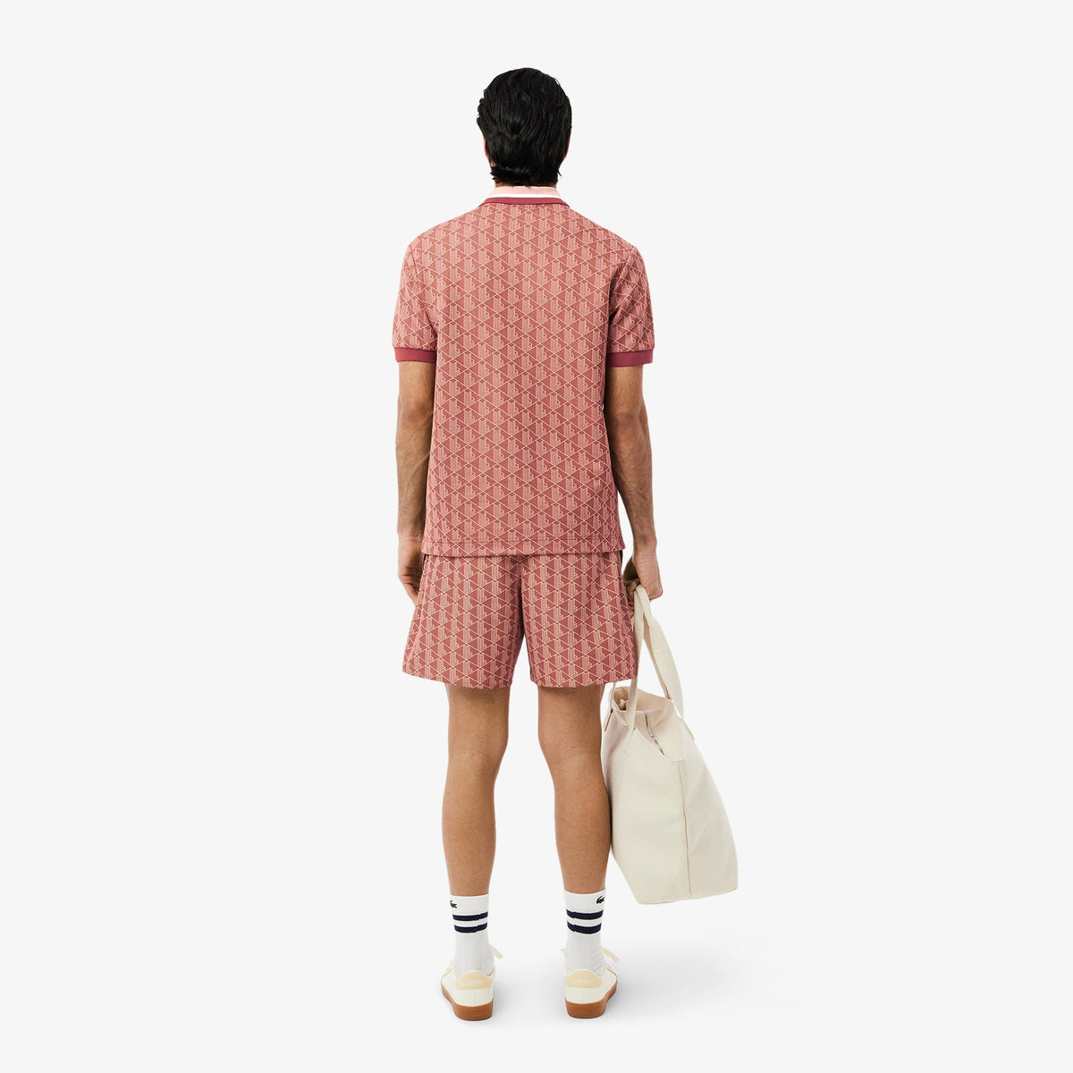 Mid Length Monogram Print Swim Trunks