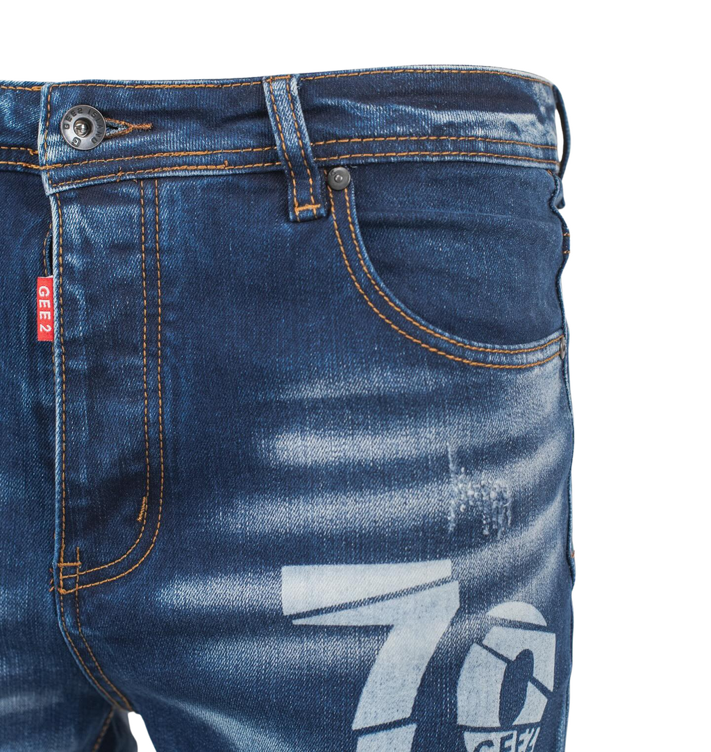 Distressed “79” Slim Fit Denim Jeans
