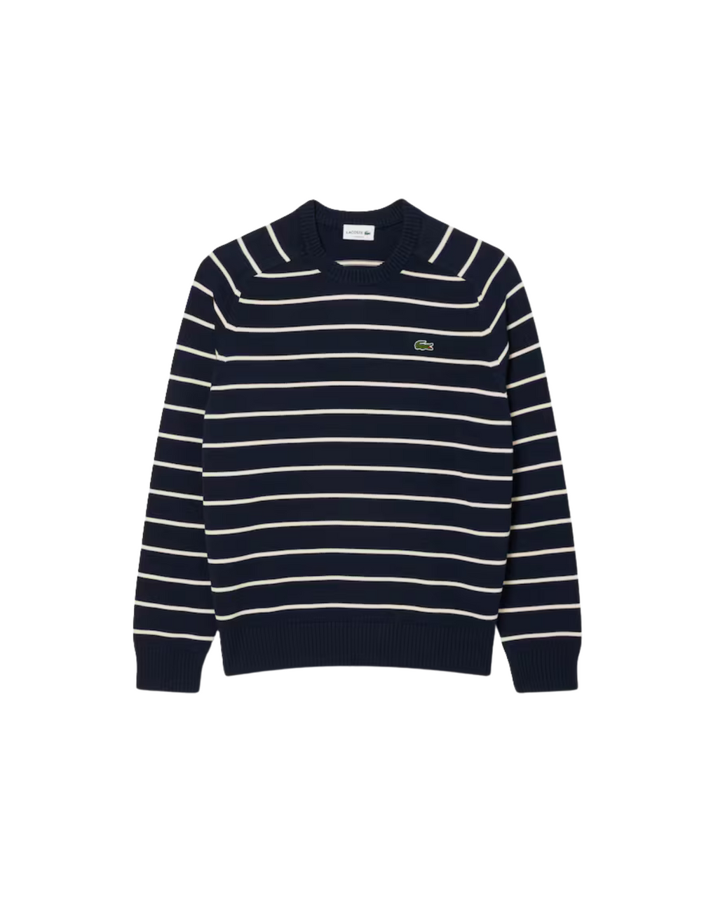 Lacoste Cotton Crew Neck Striped Sweater