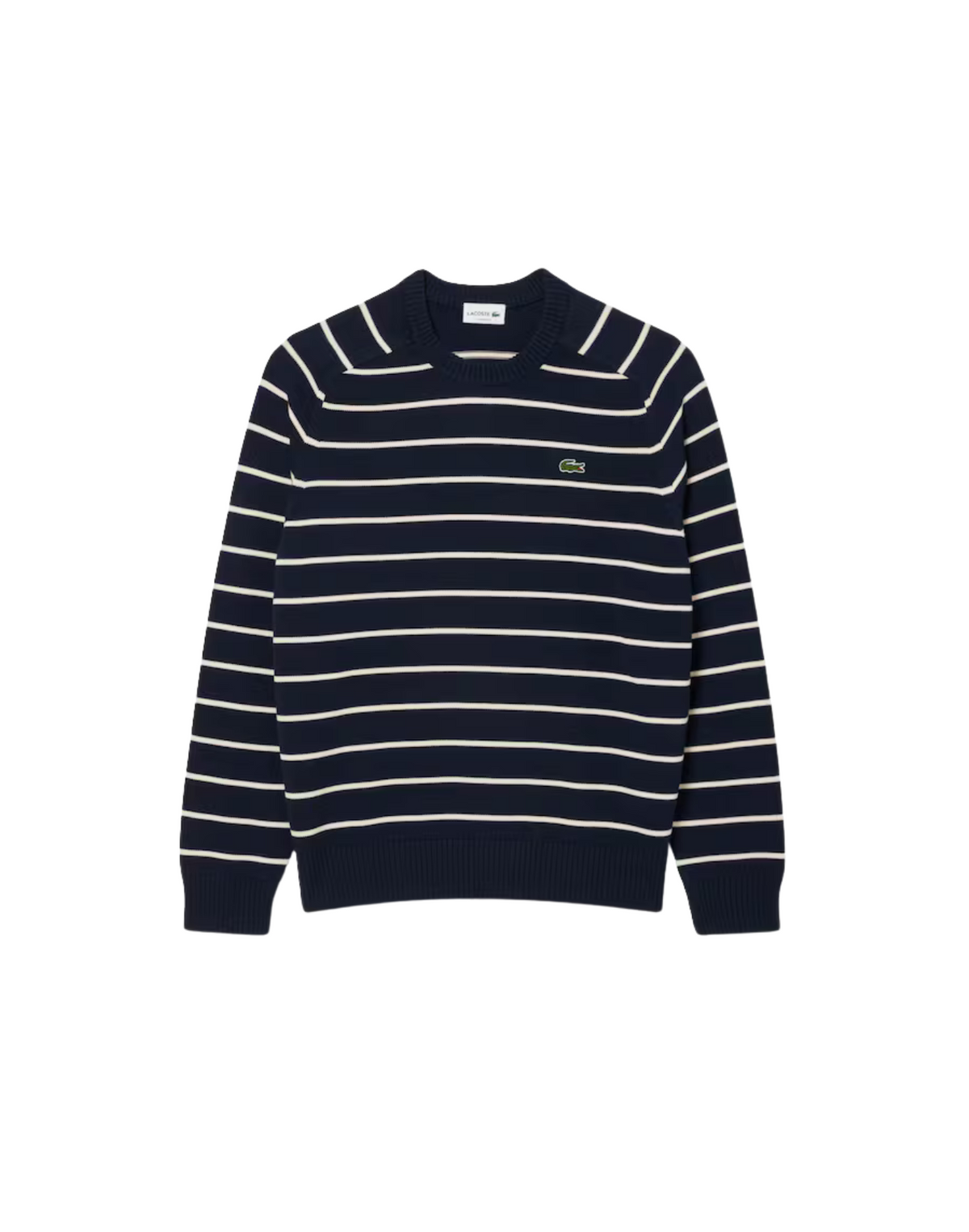 Lacoste Cotton Crew Neck Striped Sweater
