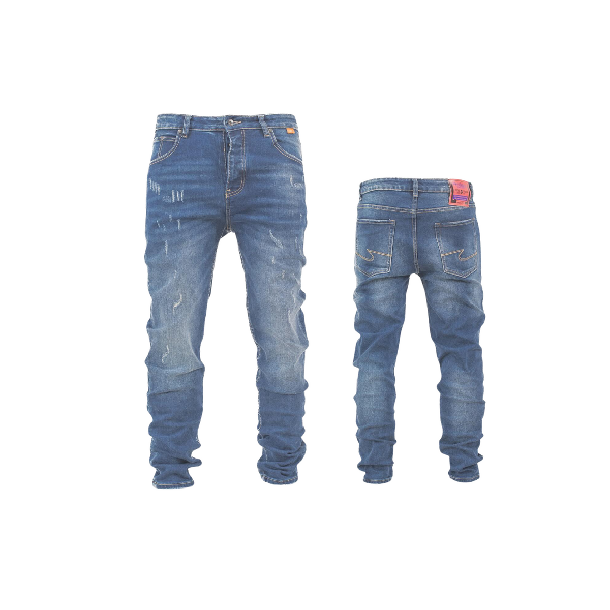 Men's Distressed Slim-Fit Denim Jeans