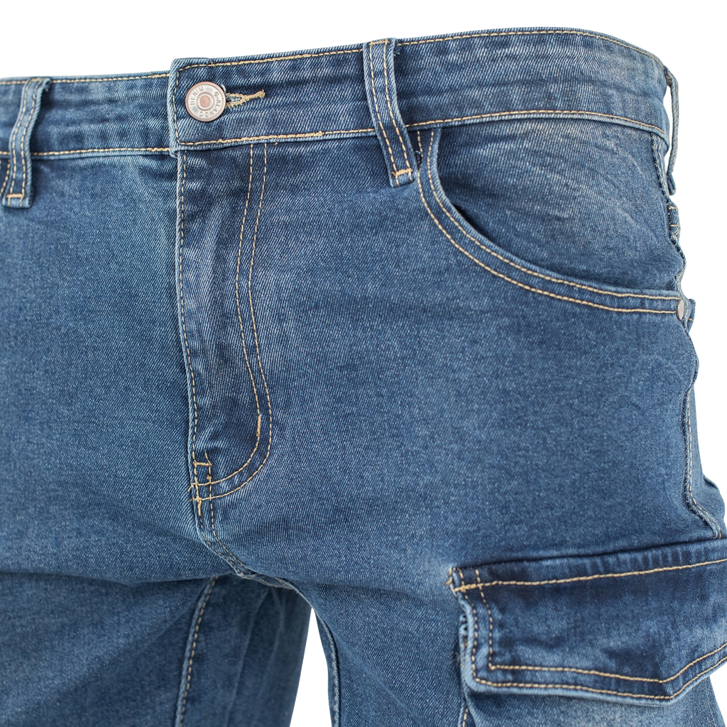 Light Blue Stacked Cargo Denim Jeans