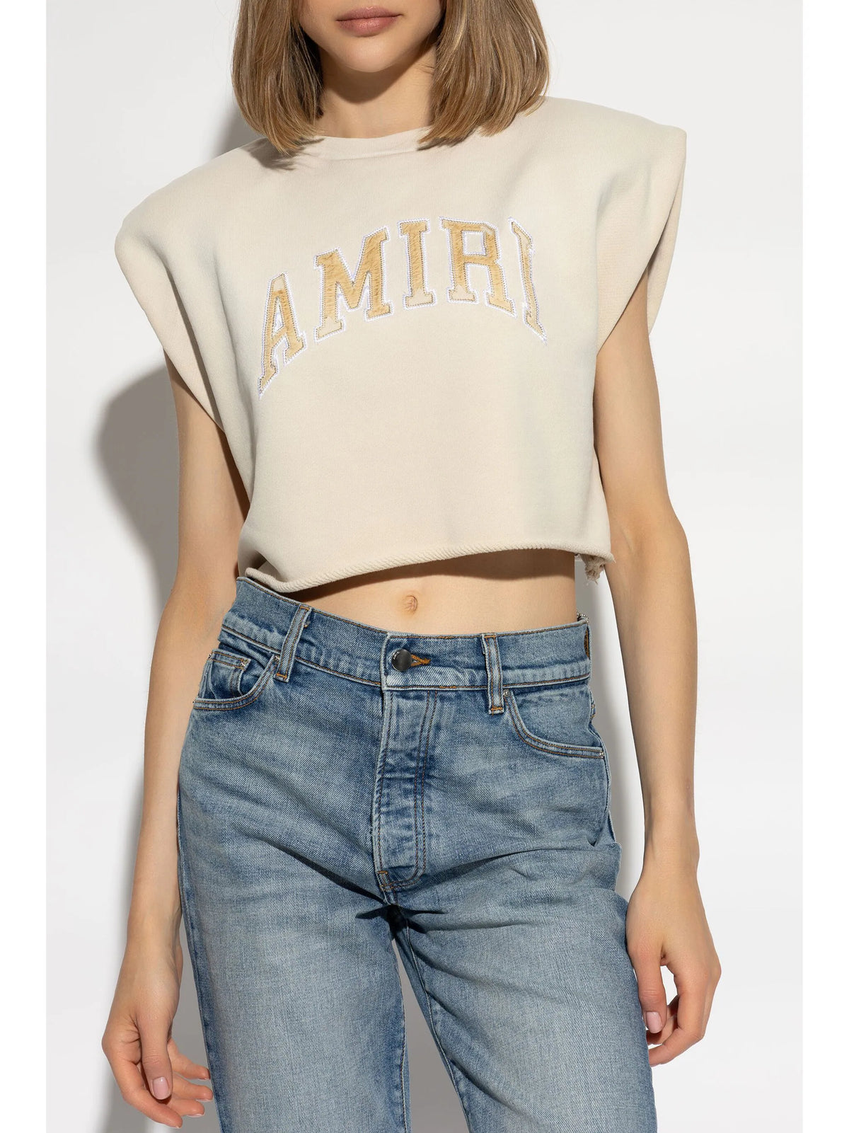 AMIRI logo-print cropped tank top